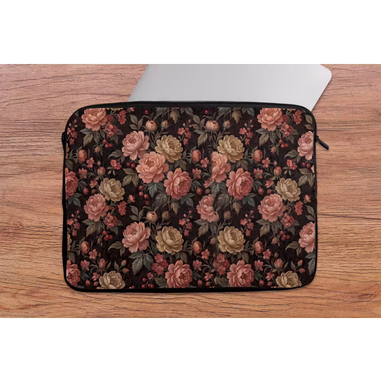 Bloemen - Patroon - Natuur - Vintage - Roze laptophoes neopreen klein -tafel