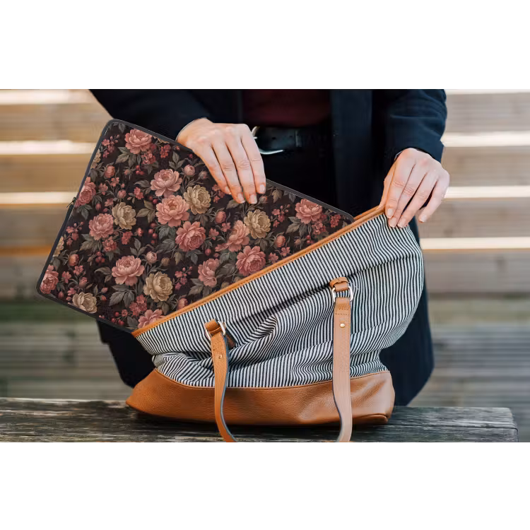 Bloemen - Patroon - Natuur - Vintage - Roze laptophoes neopreen klein -tas