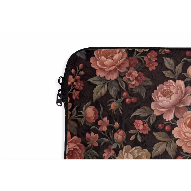 Bloemen - Patroon - Natuur - Vintage - Roze laptophoes neopreen klein -detail