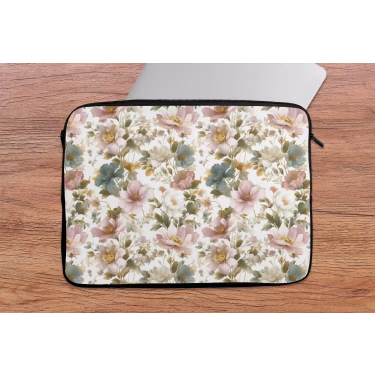 Bloemen - Patroon - Pastel laptophoes neopreen klein 279 -tafel