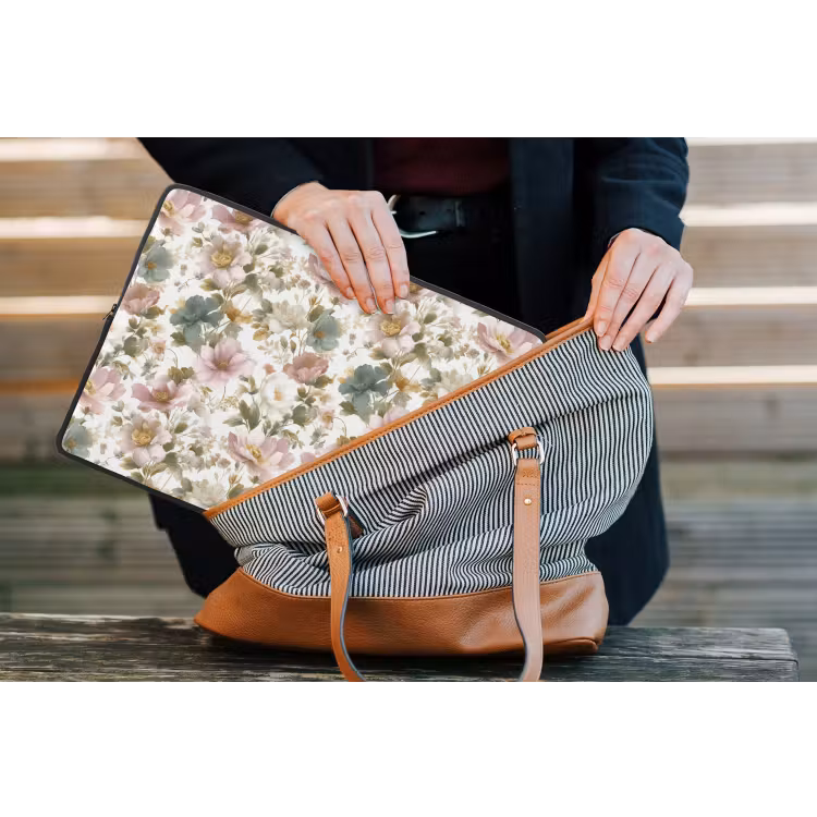 Bloemen - Patroon - Pastel laptophoes neopreen klein 279 -tas