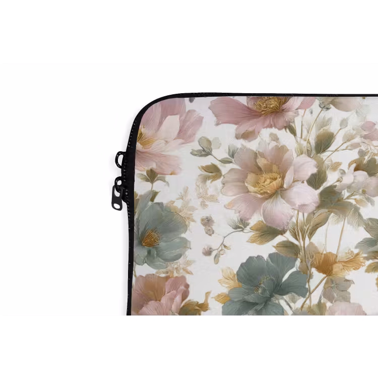 Bloemen - Patroon - Pastel laptophoes neopreen klein 279 -detail