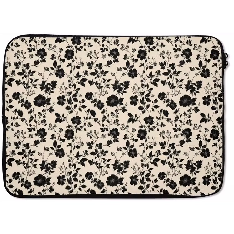 Bloemen - Dessin - Zwart laptophoes neopreen klein 279 -zkaufland3dotto