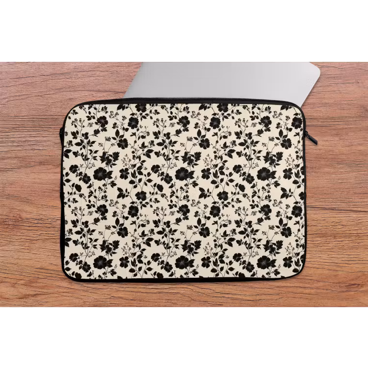 Bloemen - Dessin - Zwart laptophoes neopreen klein 279 -tafel