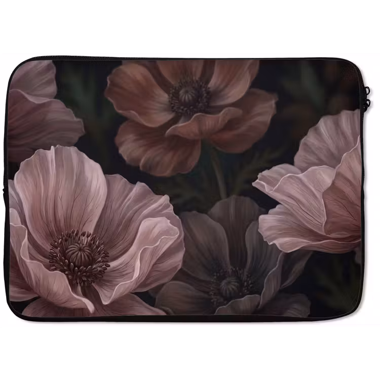 Bloemen - Natuur - Roze - Donker - Modern laptophoes neopreen klein -zkaufland3dotto