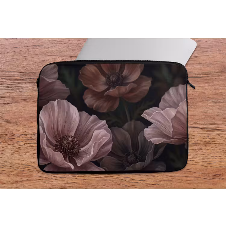 Bloemen - Natuur - Roze - Donker - Modern laptophoes neopreen klein -tafel