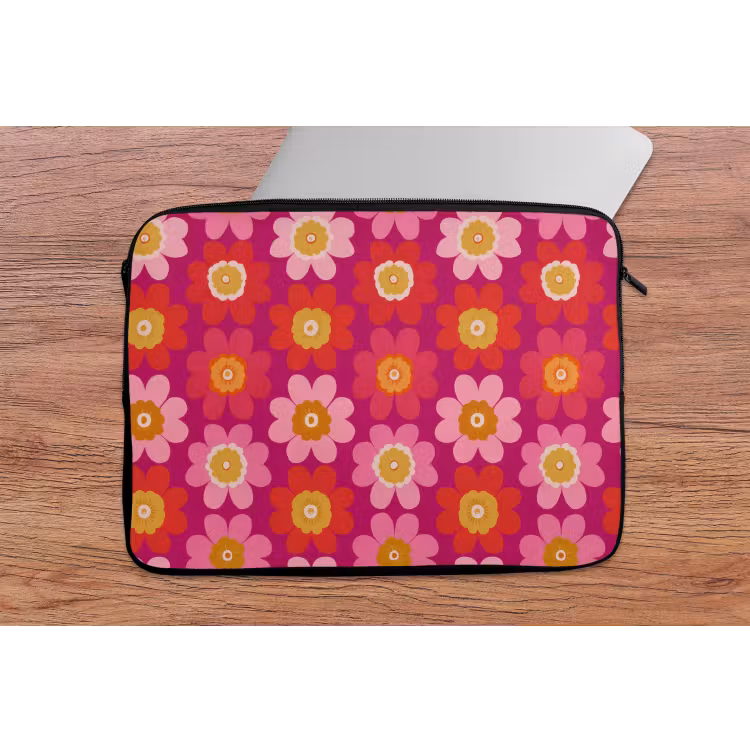 Bloemen - Retro - Kleurrijk laptophoes neopreen klein 279 -tafel