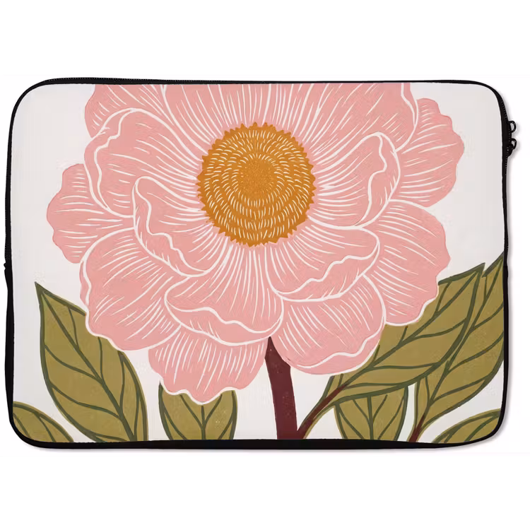 Laptop hülle - Blumen – Rosa – Illustration - Bloemen - Roze - Illustratie laptophoes neopreen klein
