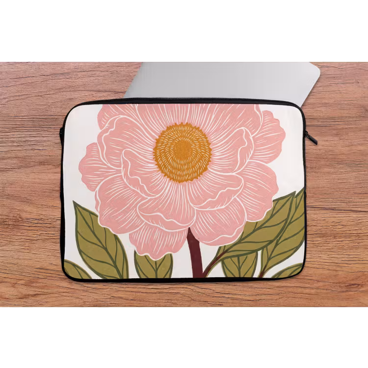 Laptop hülle - Blumen – Rosa – Illustration - Bloemen - Roze - Illustratie laptophoes neopreen klein