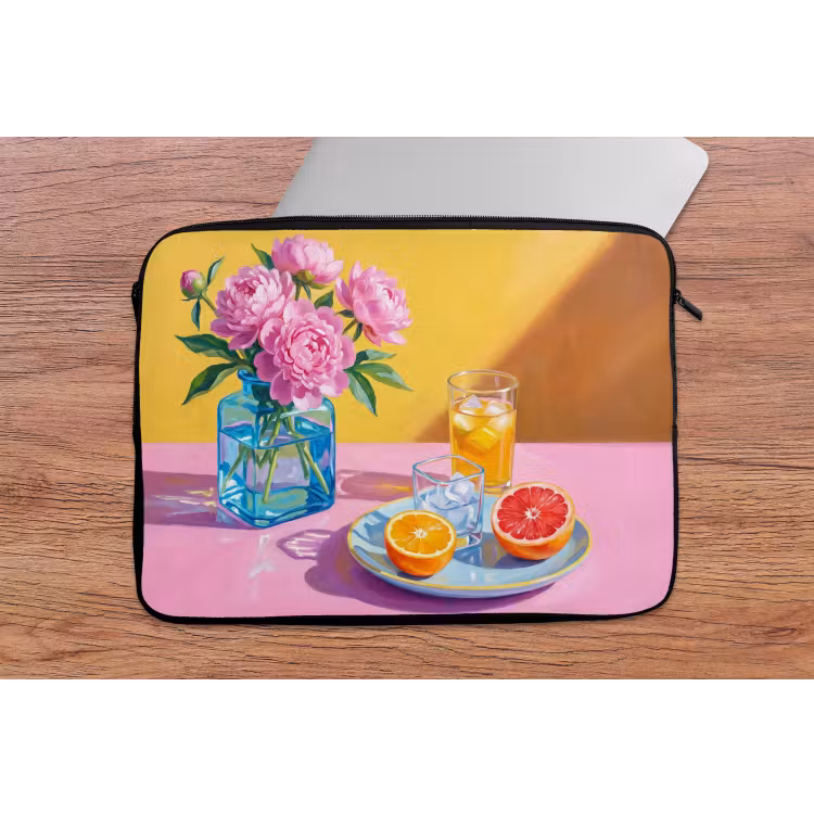 Laptop hülle - Blumen – Rosa – Modern - Bloemen - Roze - Modern laptophoes neopreen klein