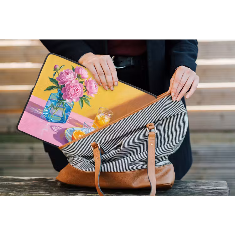 Laptop hülle - Blumen – Rosa – Modern - Bloemen - Roze - Modern laptophoes neopreen klein