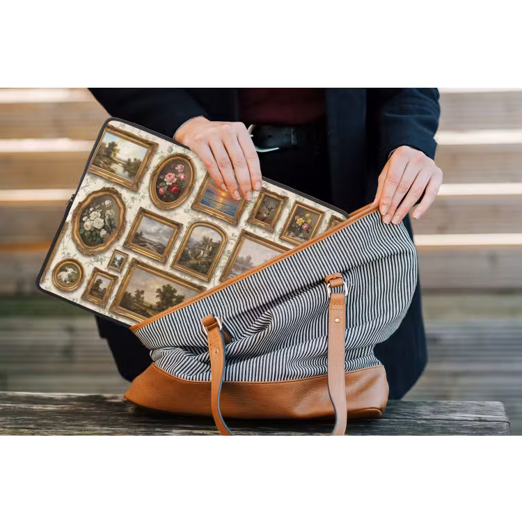 Bloemen - Roze - Stilleven - Klassiek laptophoes neopreen klein -tas