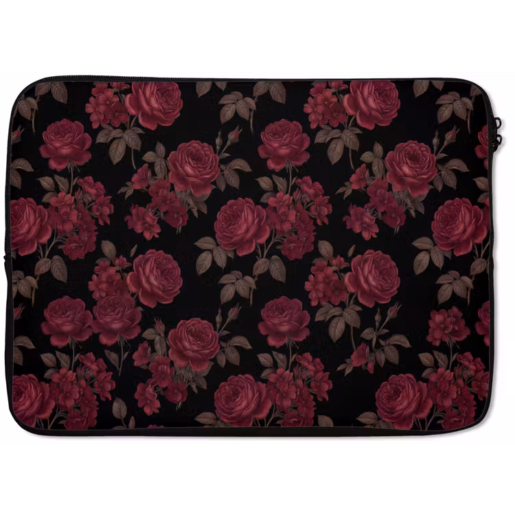 Bloemen - Roos - Patroon - Klassiek - Rood laptophoes neopreen klein -zkaufland3dotto