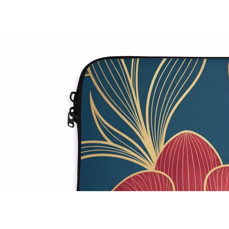 Laptop hülle - Blumen – Rot – Gold - Bloemen - Rood - Goud laptophoes neopreen klein