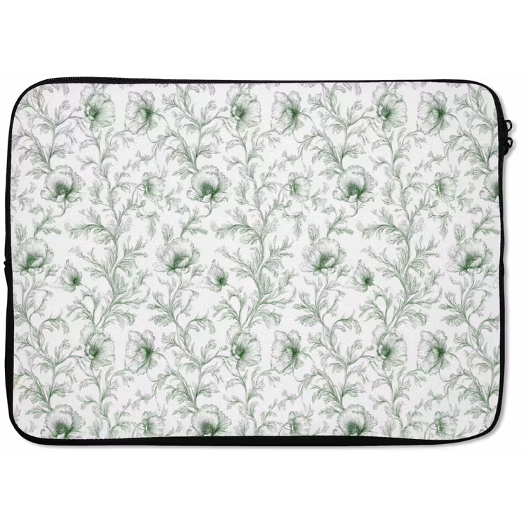 Bloemen - Getekend - Groen laptophoes neopreen klein 279 -zkaufland3dotto