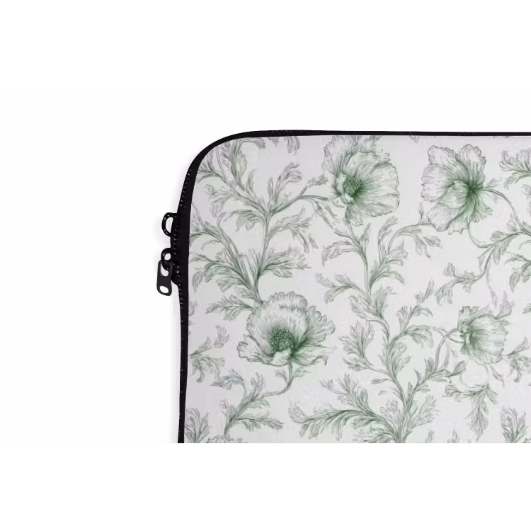 Bloemen - Getekend - Groen laptophoes neopreen klein 279 -detail