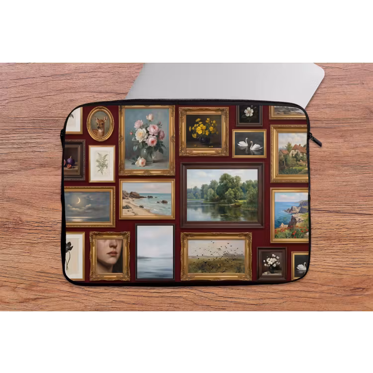 Bloemen - Vaas - Klassiek - Kunst - Rood laptophoes neopreen klein -tafel