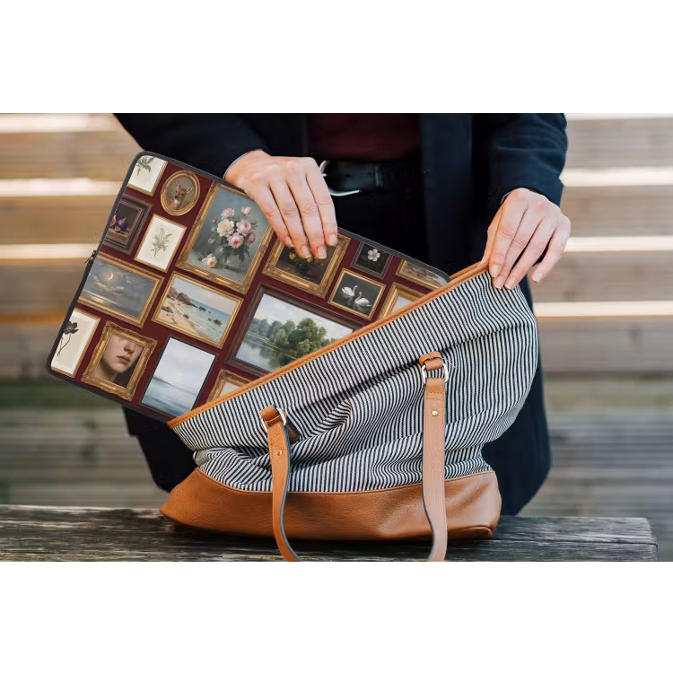 Bloemen - Vaas - Klassiek - Kunst - Rood laptophoes neopreen klein -tas