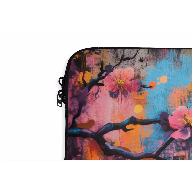 Bloemen - Tak - Abstract - Roze laptophoes neopreen klein -detail