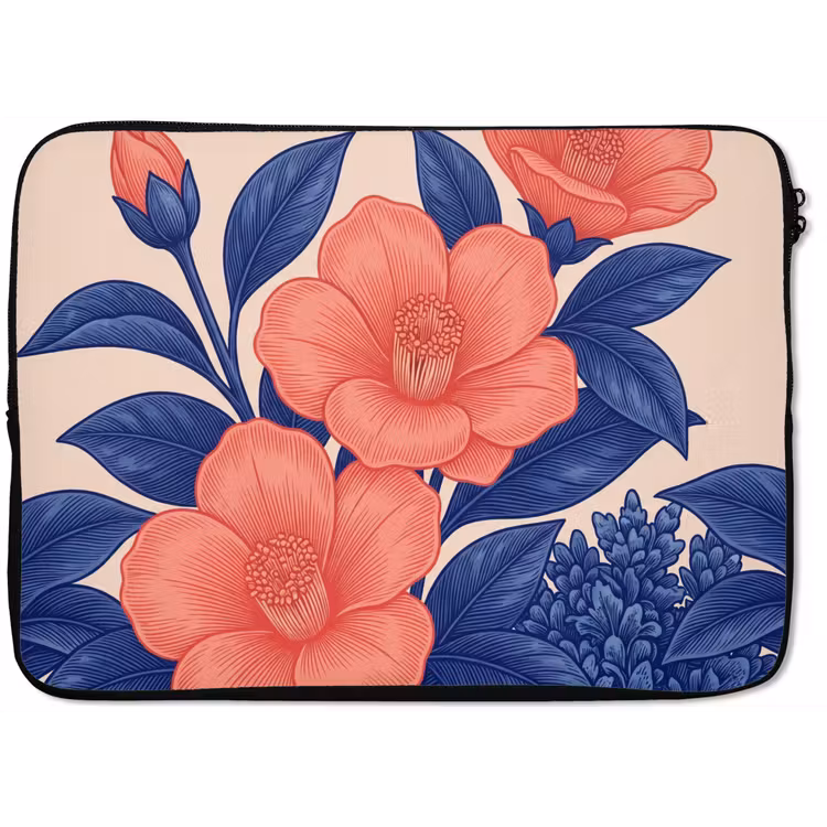 Laptop hülle - Blüten – Blätter – Botanik - Bloemen - Bladeren - Botanisch laptophoes neopreen klein