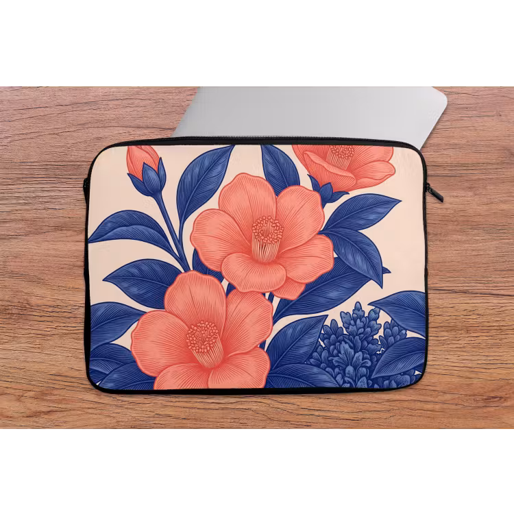 Laptop hülle - Blüten – Blätter – Botanik - Bloemen - Bladeren - Botanisch laptophoes neopreen klein
