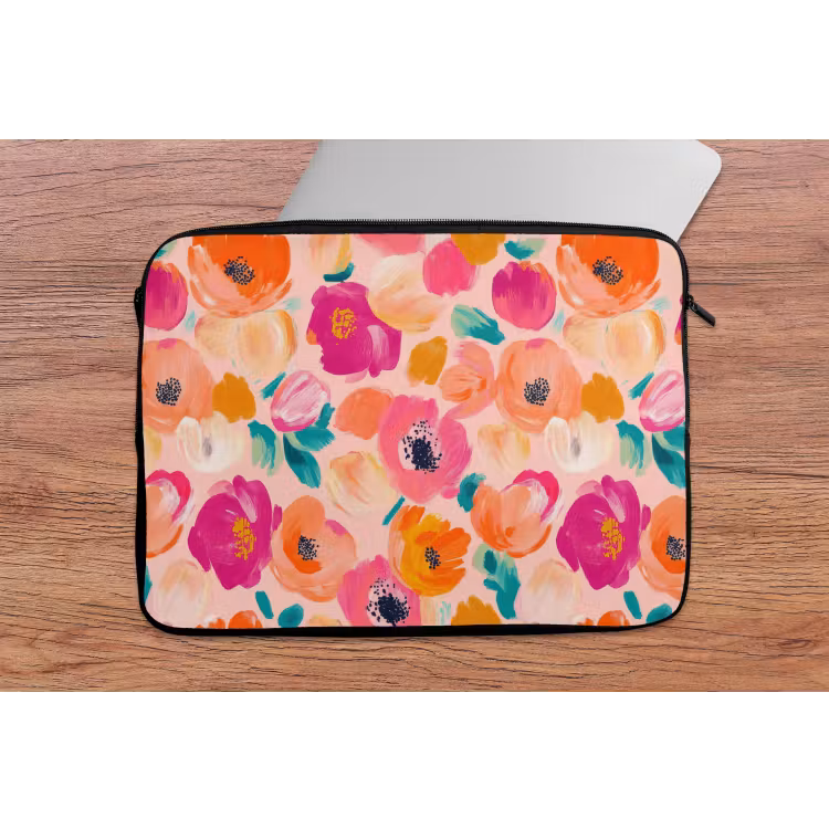 Bloesems - Vrolijk - Kleurrijk laptophoes neopreen klein 279 -tafel