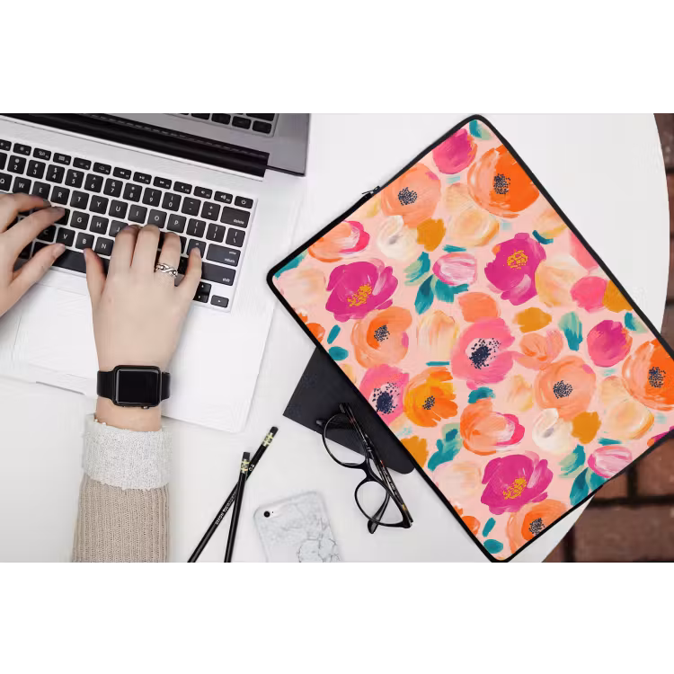 Bloesems - Vrolijk - Kleurrijk laptophoes neopreen klein 279 -bureau