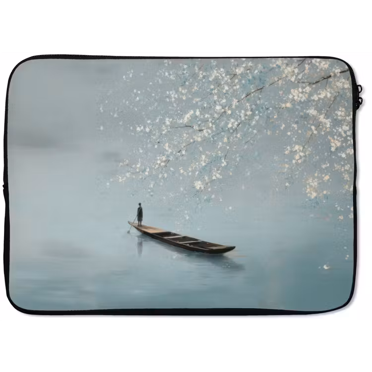 Bloesems - Minimalistisch - Wateroppervlak - Boot laptophoes neopreen klein -zkaufland3dotto
