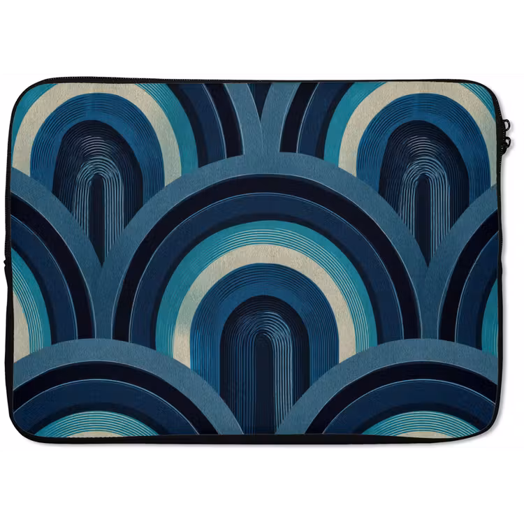 Bogen - Geometrisch - Patroon - Blauw - Retro laptophoes neopreen klein 279 -zkaufland3dotto