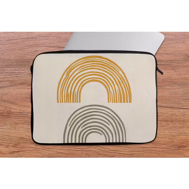 Bogen - Lijnen - Oranje - Minimalistisch laptophoes neopreen klein -tafel