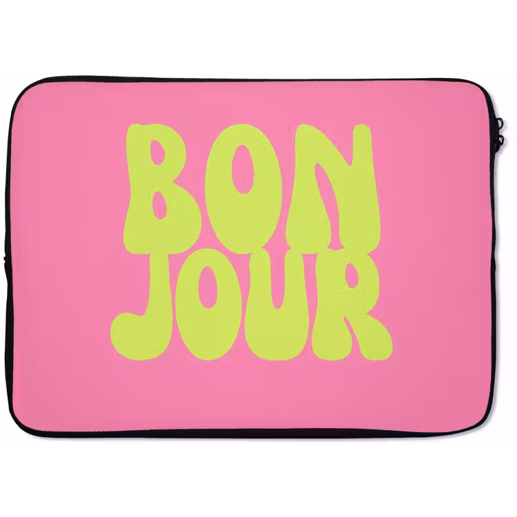 Bonjour - Roze - Fel groen laptophoes neopreen klein -zkaufland3dotto