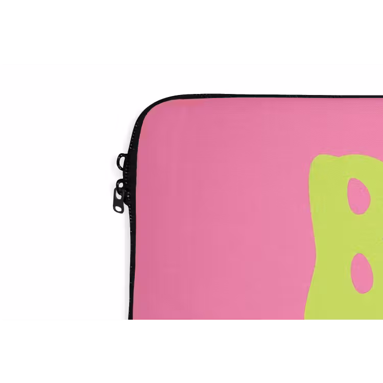 Bonjour - Roze - Fel groen laptophoes neopreen klein -detail