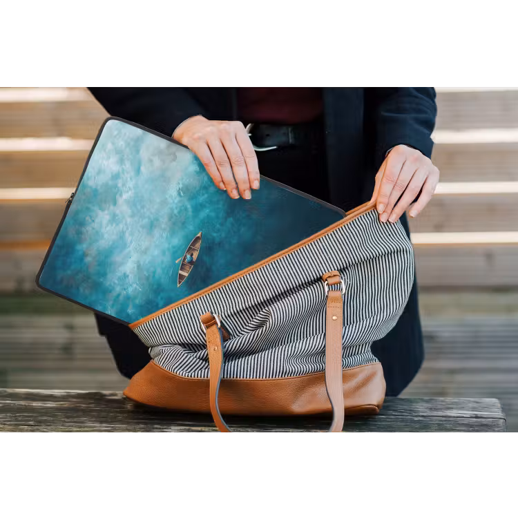 Bootje - Water - Blauw laptophoes neopreen klein -tas