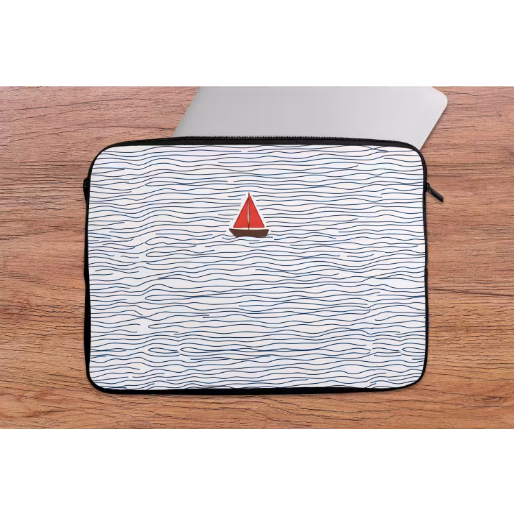 Boot - Water - Rood - Illustratie - Minimalistisch laptophoes neopreen klein -tafel