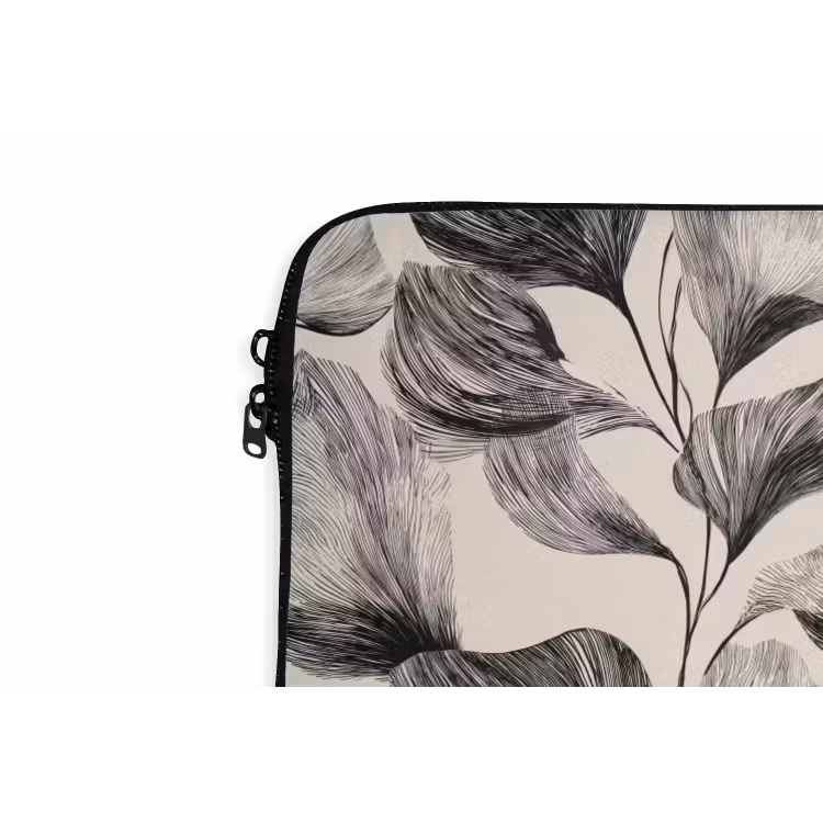 Botanisch - Bladeren - Zwart laptophoes neopreen klein 279 -detail