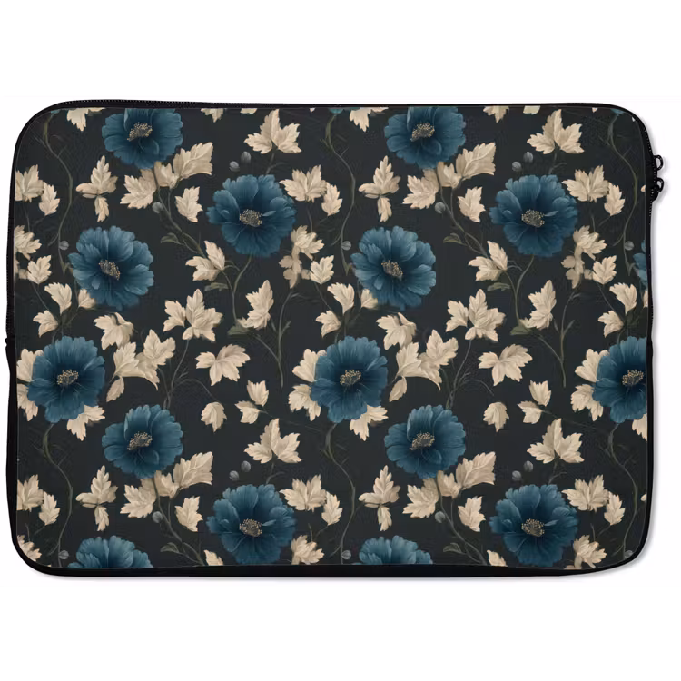 Botanisch - Bloemen - Blauw laptophoes neopreen klein 279 -zkaufland3dotto