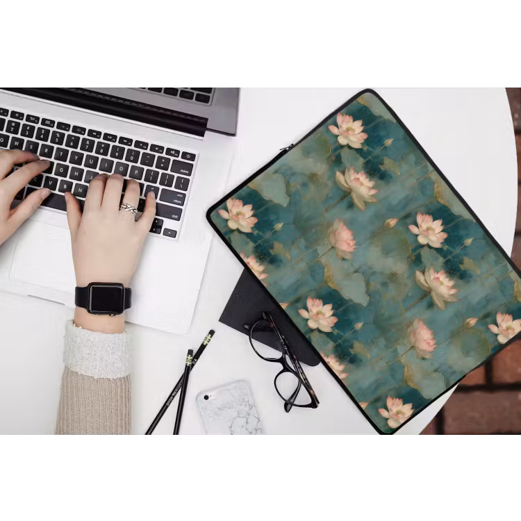 Botanisch - Bloemen - Roze laptophoes neopreen klein 279 -bureau