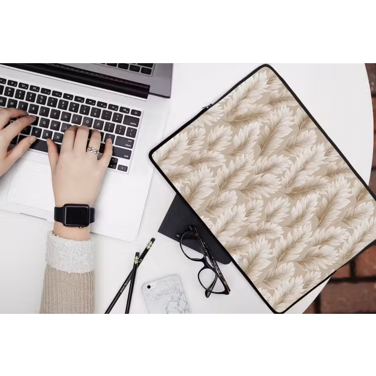 Botanisch - Patroon - Beige laptophoes neopreen klein 279 -bureau