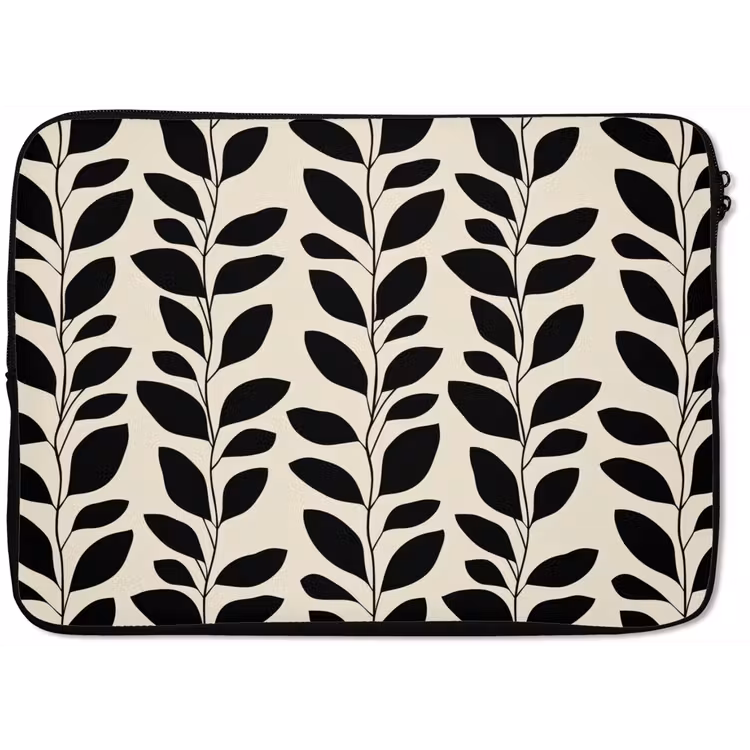Botanisch - Dessin - Zwart - Beige laptophoes neopreen klein 279 -zkaufland3dotto