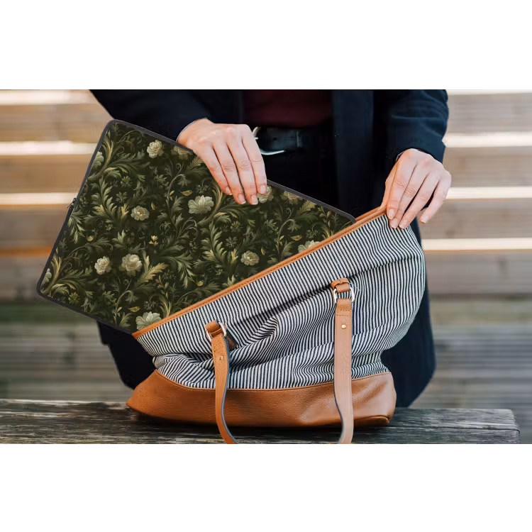 Botanisch - Naadloos - Bloemen laptophoes neopreen klein 279 -tas