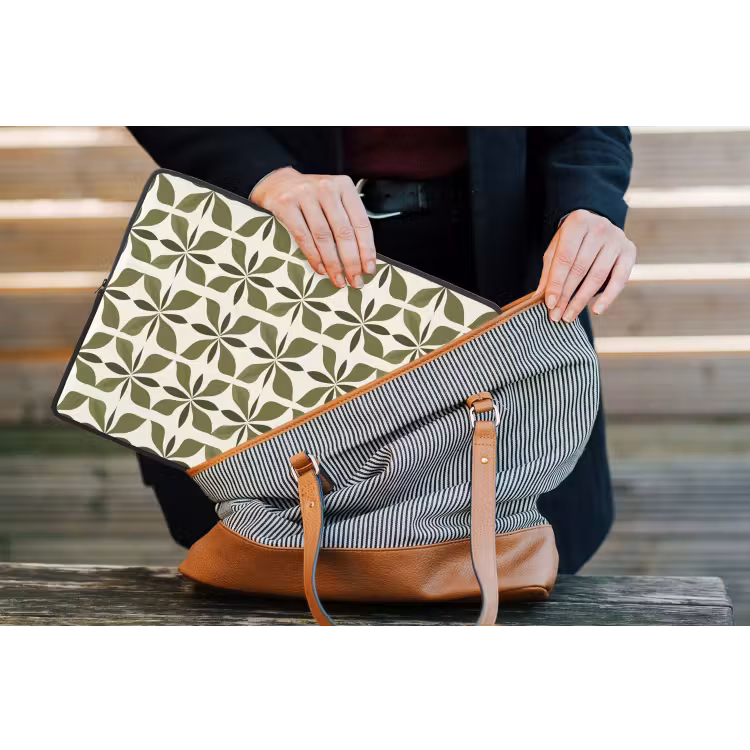 Botanisch - Retro - Groen laptophoes neopreen klein 279 -tas