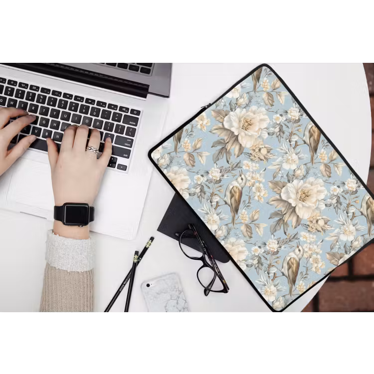 Botanisch - Zangvogel - Blauw laptophoes neopreen klein 279 -bureau