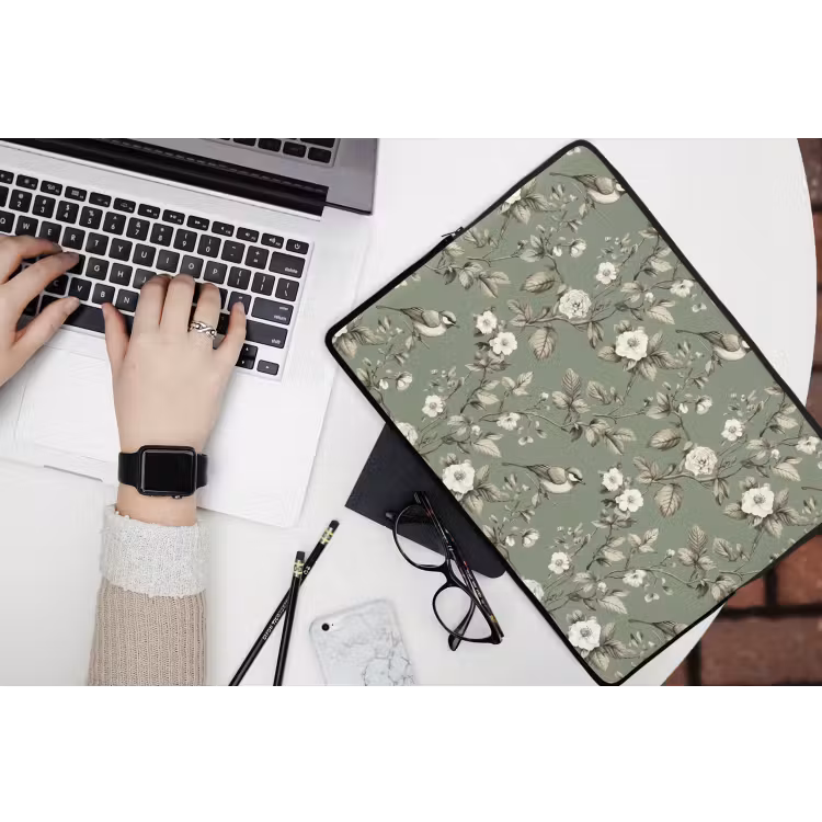 Botanisch - Vogels - Groen laptophoes neopreen klein 279 -bureau