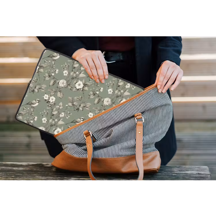 Botanisch - Vogels - Groen laptophoes neopreen klein 279 -tas