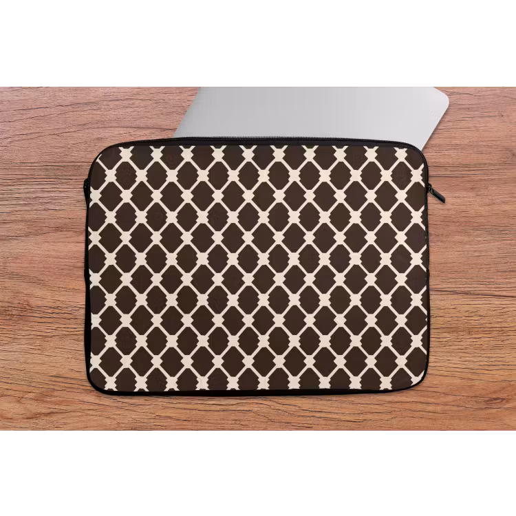 Bruin - Ruitpatroon - Geometrisch laptophoes neopreen klein 279 -tafel