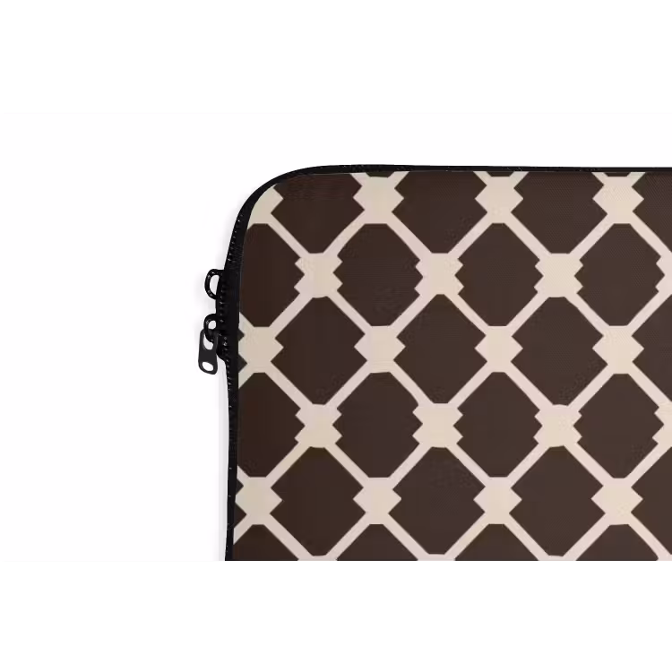 Bruin - Ruitpatroon - Geometrisch laptophoes neopreen klein 279 -detail