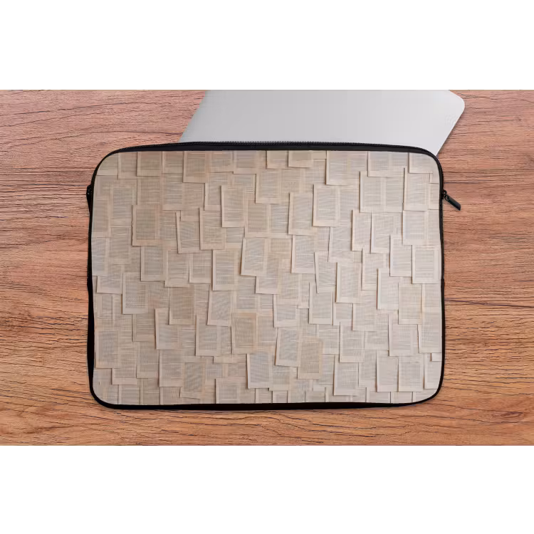 Boekpagina - Collage - Literatuur - Vintage - Beige laptophoes neopreen klein -tafel
