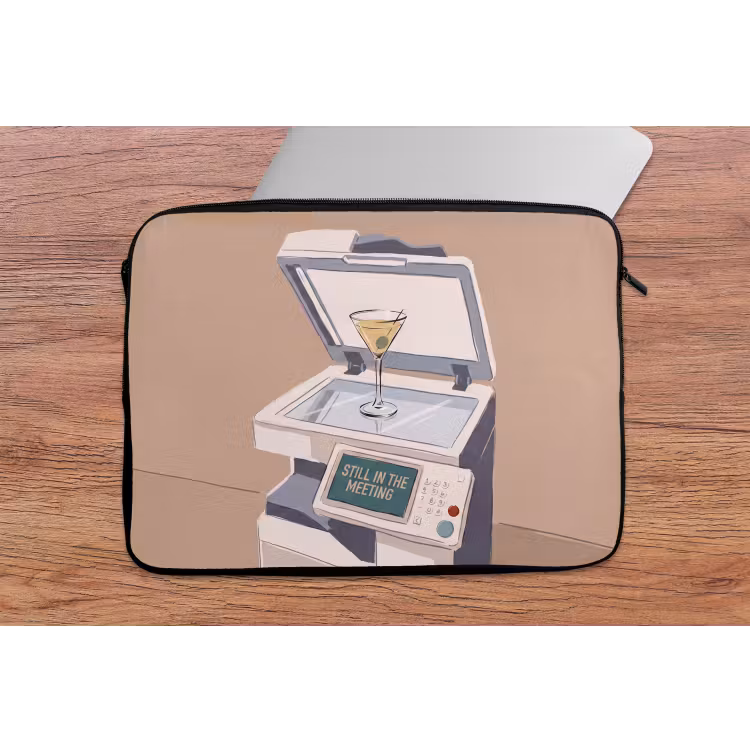 Kantoor - Drank - Humor - Illustratie laptophoes neopreen klein -tafel