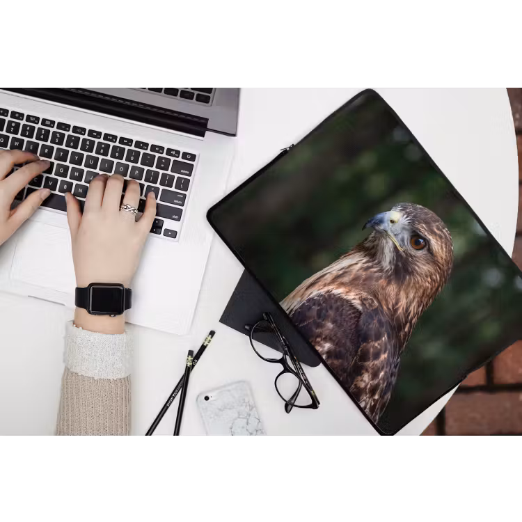 Buizerd - Roofvogel - Natuur - Bruin laptophoes neopreen klein -bureau