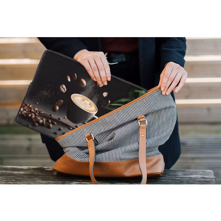 Cappuccino - Kop - Bonen - Bruin laptophoes neopreen klein -tas